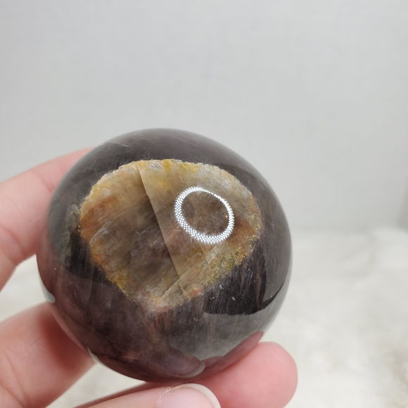 Flashy Black Moonstone Sphere - Picture 9 of 13
